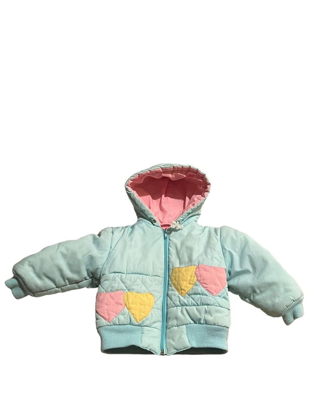 Vintage 18 Month Puffer Jacket Blue Quilted Heart Pocket Arctic Expedition Baby